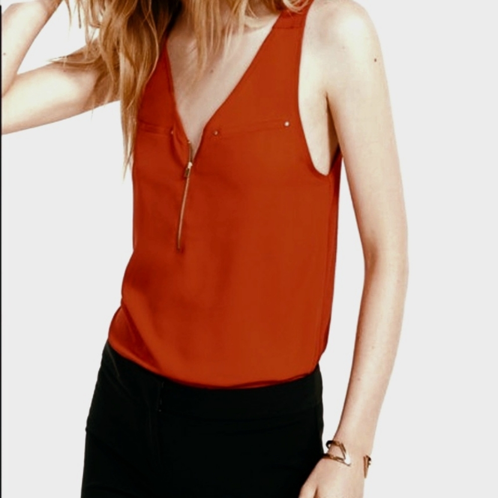 3/$15 🌺Express Hudson Burnt Orange Zip Tank Top